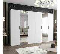 Arte Bari Ii Hinged Door Wardrobe 300Cm In White - Expansive, Mirrored Storage For A Bright, Effortless Home