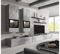 Arte Baros 10 Contemporary Entertainment Media Unit 5 Doors Concrete Grey Effect & Black (W)2700mm (H)1520mm (D)410mm