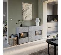 Arte Baros 26 Contemporary Display Sideboard Cabinet 2 Hinged Doors 2 Shelves 3 Drawers Concrete Grey (H)700mm (W)1320mm (D)390mm