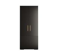 Arte Black Manhattan Iii Modern Hinged Door Wardrobe W1000mm H2370mm D470mm - 2 Doors, 10 Shelves