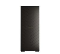 Arte Black Manhattan Iv Modern Hinged Door Wardrobe W1000mm H2370mm D470mm - 2 Doors, 10 Shelves
