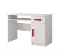 Arte Bold White Computer Desk H760mm W1100mm D500mm - Red Handles For Dynamic Study Areas