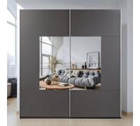 Arte Boston 203Cm Graphite Matt Sliding Wardrobe - Bold Mirrored Statement For Contemporary Homes