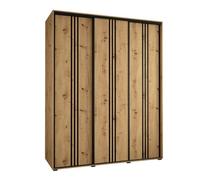 Arte Cannes Vi Sliding Door Wardrobe In Oak Artisan - Premium Laminated Board - Pvc-Finished Edges - W190Cm X H205Cm X D60Cm