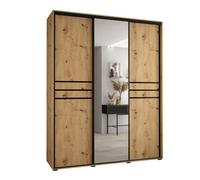 Arte Cannes Xi Mirrored Sliding Door Wardrobe W190Cm - Elegant Oak Artisan Storage For Ample Wardrobes