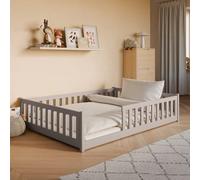 Arte Cashmere Wooden Bed Mati Eu Double 140X200Cm - Floor-Hugging Frame With Protective Guardrails