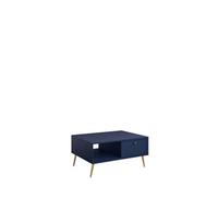 Arte Chic Dark Blue Coffee Table 87Cm - Gold Accents & Smart Storage For Contemporary Living Rooms