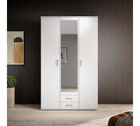 Arte Chic Karl 3-Door Hinged Wardrobe With Mirror W1200mm H1960mm D535mm - White Matt, Ample Storage, Contemporary Design