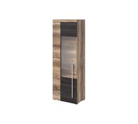 Arte Chic Roger 05 Tall Display Cabinet 550mm In Oak Satin & Touchwood - Modern Elegance H1600mm D350mm
