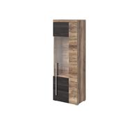 Arte Chic Roger 06 Tall Display Cabinet 550mm In Oak Satin & Touchwood - Modern Elegance H1600mm D350mm