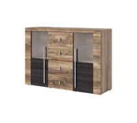 Arte Chic Roger 26 Display Sideboard Cabinet 1320mm In Oak Satin & Touchwood - Modern Elegance H920mm D390mm