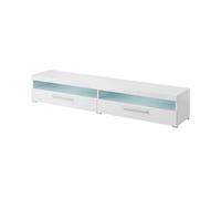 Arte Chic White India 40 Tv Cabinet, 2 Pull-Down Doors, Open Shelves, Optional Led, H350mm W2000mm D400mm