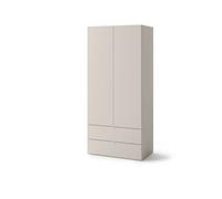 Arte Compact Cashmere Hinged Wardrobe H2010mm W900mm D550mm - Modern Design With 2 Doors & 2 Drawers