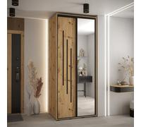 Arte Compact Oak Artisan Cannes Ix Sliding Door Wardrobe 110Cm - Vertical Storage For Modern Living