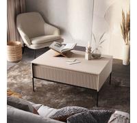 Arte Contemporary Trend Coffee Table With Storage (H)500mm (W)1000mm (D)700mm - Sand Beige With Black Legs
