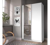 Arte Crisp White Sliding Door Wardrobe 80Cm - Mirrored, Minimalist Storage For Bright, Clutter-Free Bedrooms