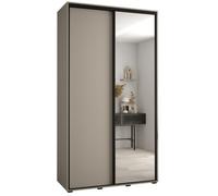 Arte Dakota Iii Sleek Cashmere Mirrored Door Wardrobe 1300mm H2350mm D600mm With Two Sliding Doors, Two Hanging Rails, And Six Shelves
