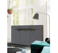 Arte Davos 12 Sideboard Cabinet In Dark Walnut, Grey Gloss & Marble Decor - W1300mm H900mm D420mm, Luxuriously Modern