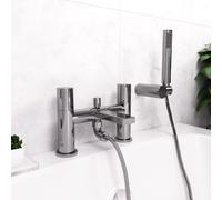 Arte Deck Mounted Handleless Bath Shower Mixer with Handset and Holder Chrome