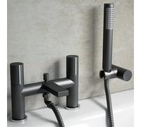 Arte Deck Mounted Handleless Bath Shower Mixer with Handset & Holder Matt Grey