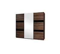Arte Denver 13 Sliding Door Wardrobe - Oak Monastery & Black Gloss With Mirror - W2500mm X H2150mm X D690mm
