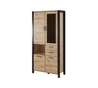 Arte Elegant Aktiv 13 Tall Display Cabinet 1000mm In Oak Taurus & Black Matt - Stylish Showcase Solution H2000mm D410mm
