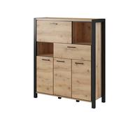 Arte Elegant Aktiv 46 Highboard Cabinet 1200mm In Oak Taurus & Black Matt - Versatile Storage Solution H1400mm D410mm
