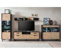 Arte Elegant Artona Va Living Room Set H1990mm W4070mm D400mm - Oak Artisan & Black Matt With Optional Led Lighting