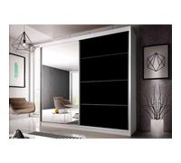 Arte Elegant Black Gloss & White Matt Wardrobe W183Cm H218Cm D61Cm With Artistic Sliding Doors