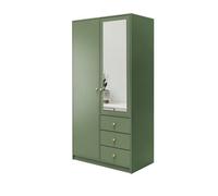 Arte Elegant Bottle Green Siena Ii D2 Wardrobe 100Cm - Stylish Storage With Mirror Highlight