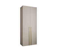 Arte Elegant Cashmere Como 3 Hinged Door Wardrobe H2460mm W1000mm D500mm, Two Doors, Eight Shelves, Hanging Rail, Gold Vertical Handles