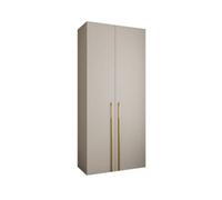 Arte Elegant Cashmere Como 3 Hinged Door Wardrobe H2460mm W1100mm D500mm, Two Doors, Eight Shelves, Hanging Rail, Gold Vertical Handles