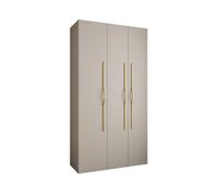 Arte Elegant Cashmere Como Ii Hinged Door Wardrobe H2460mm W1300mm D500mm, Three Doors, Eight Shelves, One Hanging Rail, Gold Handles