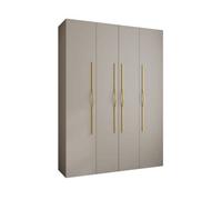 Arte Elegant Cashmere Como Ii Hinged Door Wardrobe H2460mm W1800mm D500mm, Four Doors, Sixteen Shelves, Two Hanging Rails, Gold Handles