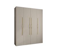 Arte Elegant Cashmere Como Ii Hinged Door Wardrobe H2460mm W2000mm D500mm, Four Doors, Sixteen Shelves, Two Hanging Rails, Gold Handles