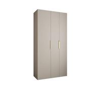 Arte Elegant Cashmere Como Iv Hinged Door Wardrobe H2460mm W1200mm D500mm, Three Doors, Eight Shelves, Hanging Rail, Gold Handles
