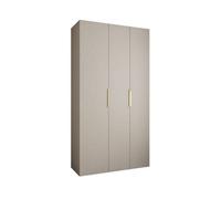 Arte Elegant Cashmere Como Iv Hinged Door Wardrobe H2460mm W1300mm D500mm, Three Doors, Eight Shelves, Hanging Rail, Gold Handles