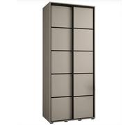 Arte Elegant Dakota Iv Sliding Door Wardrobe W1200mm H2350mm D600mm With Mirrored Door In Cashmere & Black Finish