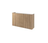 Arte Elegant Easy 01 Sideboard Cabinet H950mm W1560mm D400mm, Oak Scandi & White, Five Doors, Six Shelves, Led Lighting