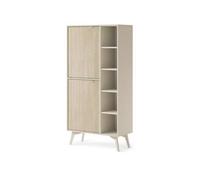Arte Elegant Forest Highboard Cabinet H1600mm W800mm D380mm In Beige & Oak Scandi - A Stylish Storage Solution