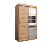 Arte Elegant Oak Artisan Roma I Sliding Door Wardrobe W1200mm H2000mm D620mm Mirrored Vertical Handles Classic Storage Solution