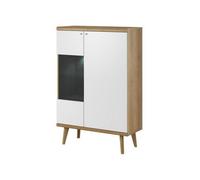 Arte Elegant Primo Display Cabinet H1340mm W900mm D400mm In White And Oak Riviera - Stylish Storage Solution