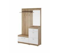 Arte Elegant Stella Hallway Set H1970mm W1350mm D340mm In White Matt And Oak Riviera - Complete Entryway Solution