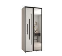 Arte Elegant White Cannes Xiii Sliding Wardrobe H2050mm W1000mm D600mm With Custom Black Steel Handles And Decorative Strip