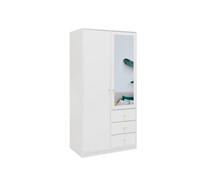 Arte Elegant White Matt Siena D2 Wardrobe 100Cm - Stylish Storage & Mirror Brightness
