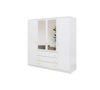 Arte Elegant White Matt Siena D4 Wardrobe 196Cm - Spacious Storage With Mirrored Charm