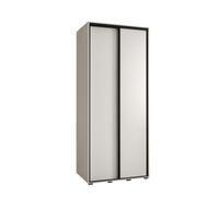 Arte Elegant White Sliding Door Wardrobe H2050mm W1000mm D600mm With Black Steel Handles And Decorative Strips