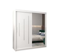 Arte Elegant White York Ii Sliding Door Wardrobe W1800mm H2000mm D620mm - Mirrored Storage With Silver Handles