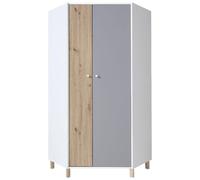 Arte Faro Corner Wardrobe 90Cm White Artisan Oak And Grey With Double Doors