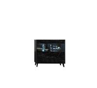 Arte Fina Display Cabinet In Black - Bright And Open Storage Unit With Black Marble Finish And Glass Doors W1260mm X H1180mm X D400mm
